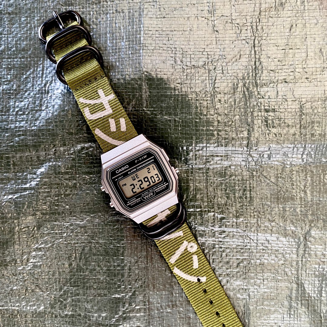 Casio f91w sales leather strap