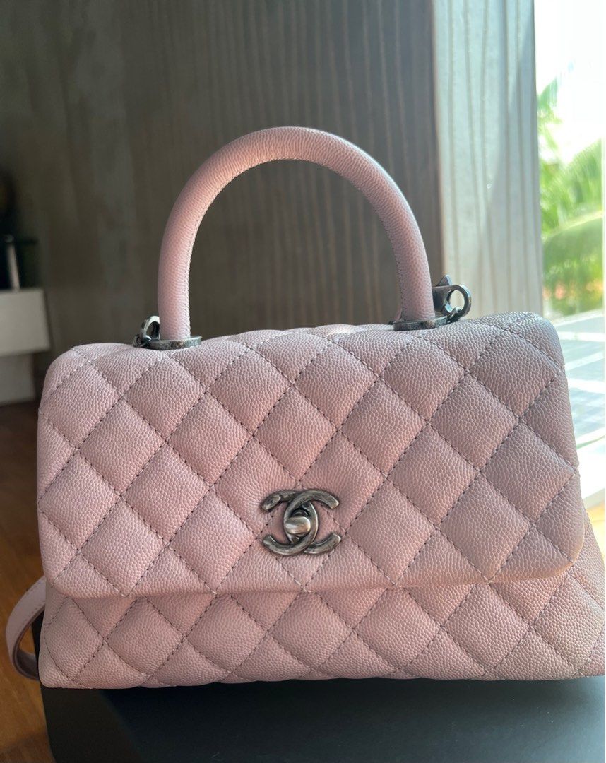 Chanel Coco Handle Small pink in ruthenium hardware, Luxury, Bags