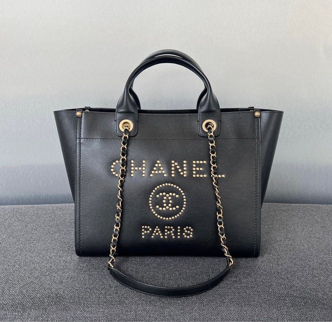 Chanel Deauville Tote Medium Caviar Black / Ghw, Luxury, Bags