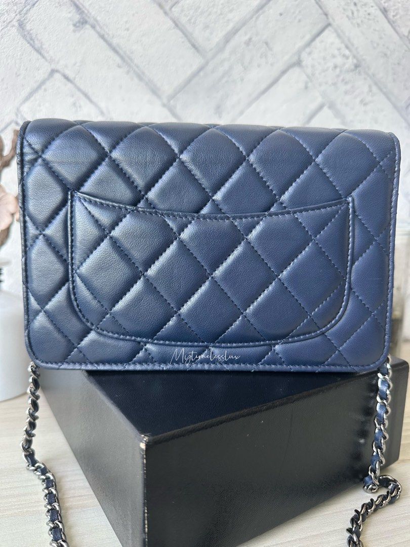 💙Chanel Wallet on Chain (WOC) in Navy Blue Lambskin, Silver HW 💙, Luxury,  Bags & Wallets on Carousell