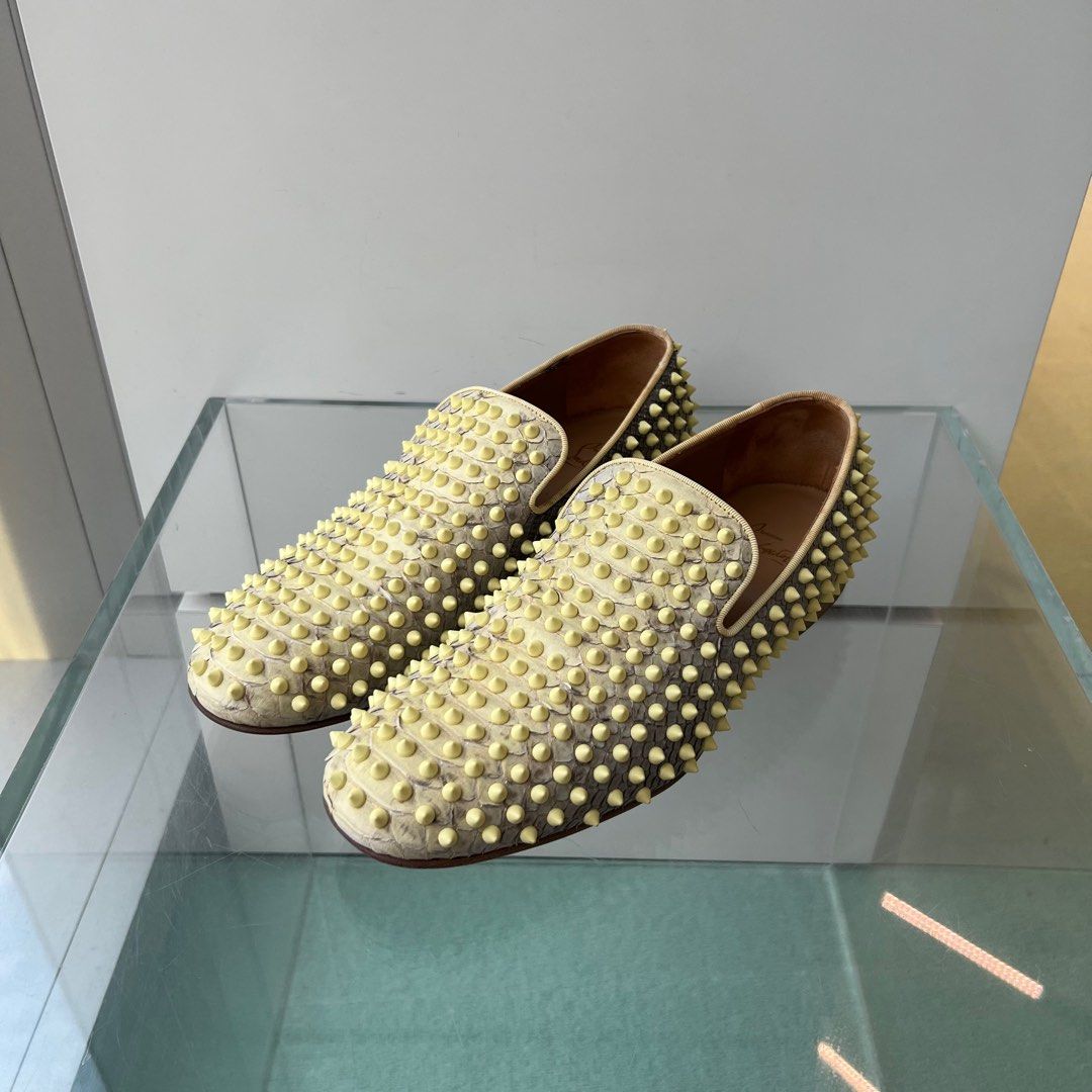 Christian Louboutin Dandelion Spike Snake Skin Yellow Men s