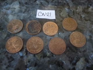 CN21: CANADA Vintage Coins 1 Cent 1971 TO 1978 , Bronze Coin, Queen Elizabeth II, 8 pcs.., needs cleaning