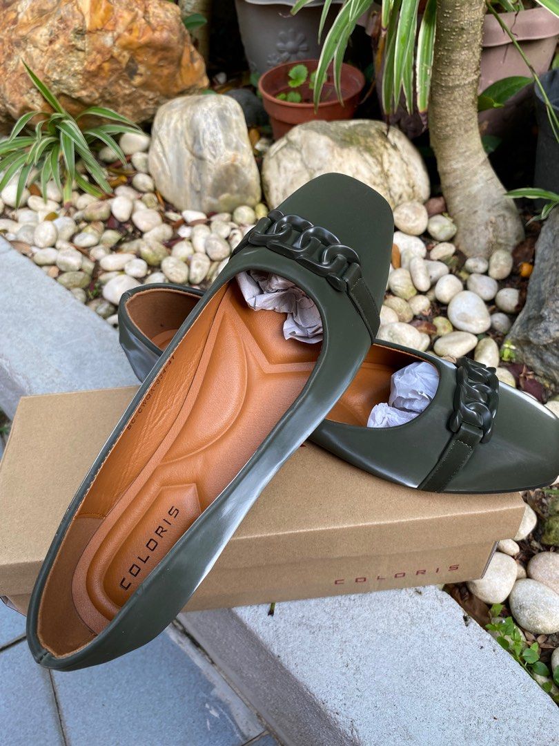 Army green flat shoes sales