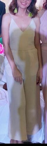 Cream Vneck Culottes Wide Leg (Category: Jumpsuits) located in Angeles City. Submitted by car3ss (Listing ID 1238791026, Image 3). Description: Cream Vneck Culottes Wide Leg Customed, locally made Used only 2x for events Fabric is soft and flowy, creating a nice silhouette With pockets Fits XS-S Bust - 32" Waist- 27" Hips 36" Length - 46" from straps.