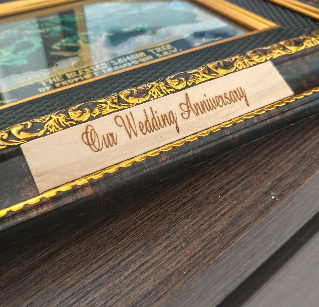 Customised engraving wood name tag. Paste it anywhere., Hobbies & Toys