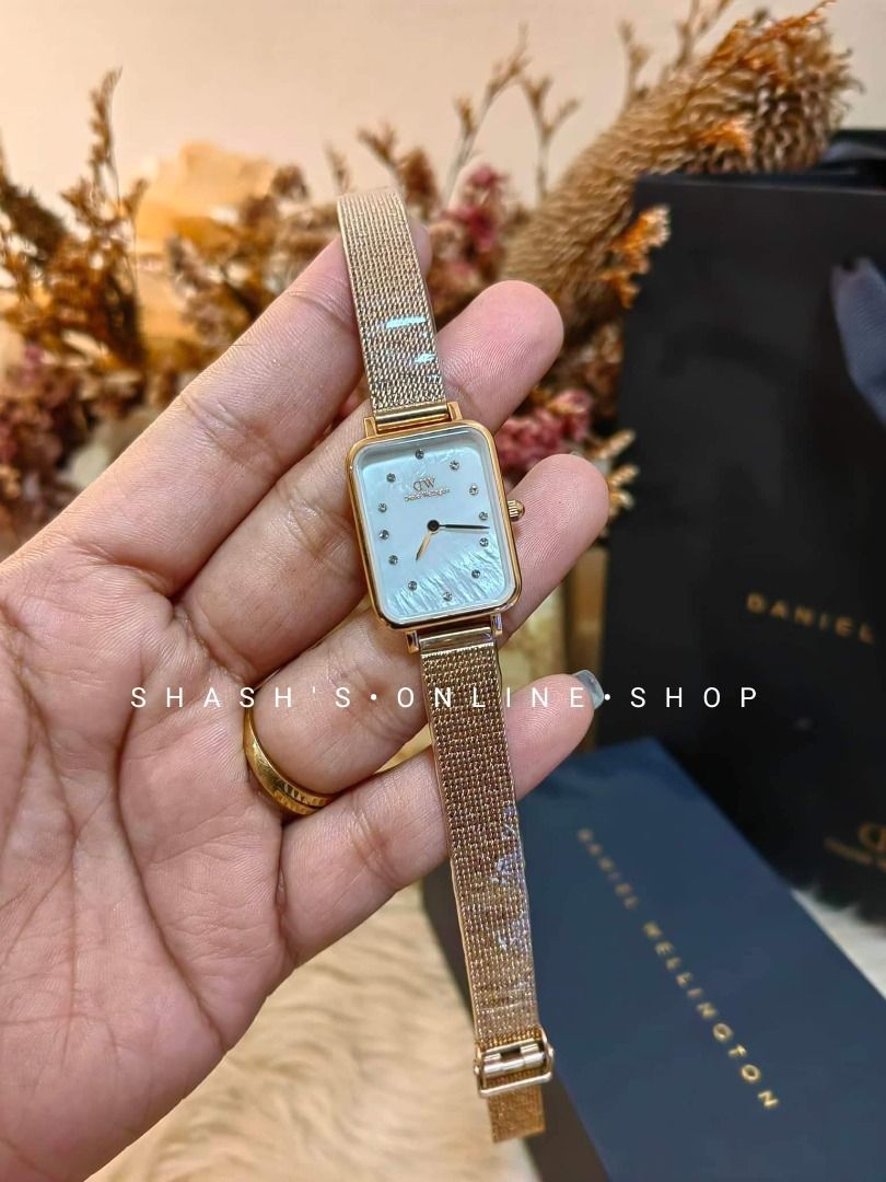 DANIEL WELLINGTON QUADRO LUMINE PRESSED PIANO IN ROSEGOLD TONE ...