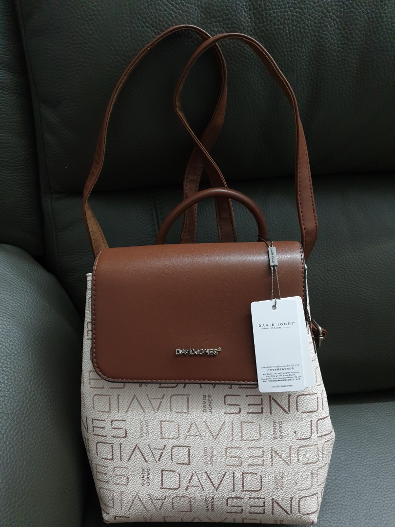 David Jones Paris Patch Tote Shoulder Bag Brown