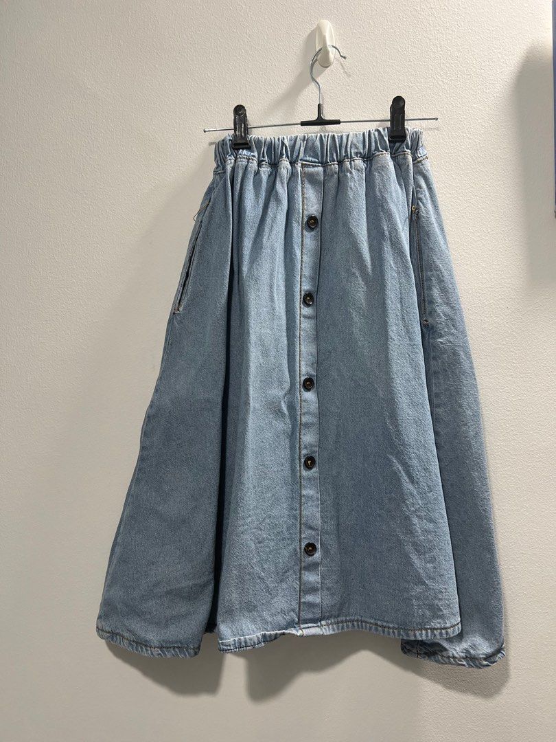 More & More / Damen-Rock / Light Denim Circle Skirt with Belt