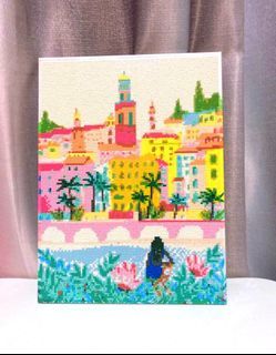 Diamond Painting. French Riviera  - Finished. Ready to display 40x30cm