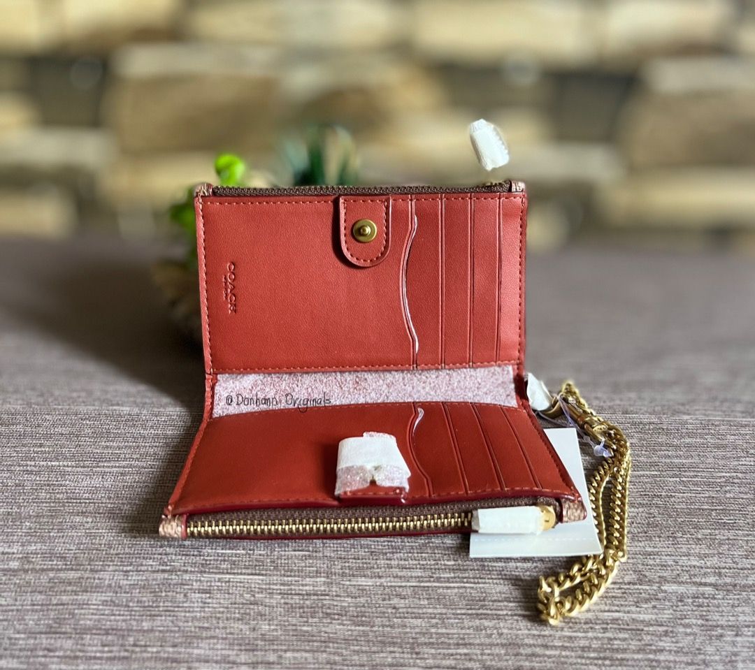 Double Zip Chain Card Case In Signature Canvas