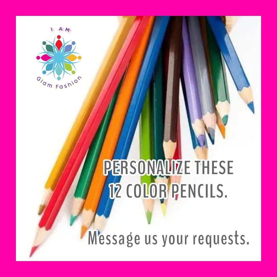 Engraved Personalized Customized COLOR PENCILS For Your Names Or Affirmations (Category: Stationery & School Supplies) located in Binan City. Submitted by 1AMglam (Listing ID 1238793609, Image 1). Description: Engraved Personalized Customized COLOR PENCILS For Your Names Or Affirmations Make these Personalized COLOR PENCILS With Your Names And/Or Affirmations... with or without the customized pencil cases... your event souvenirs or special gifts.