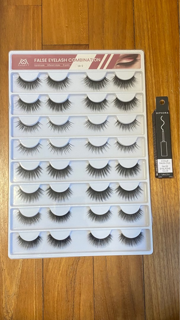 False Eyelashes + Glue, Beauty & Personal Care, Face, Makeup on Carousell