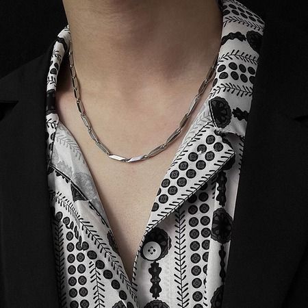 Fashion Stainless Steel Rhombus Chain Link Necklace Hip Hop Choker