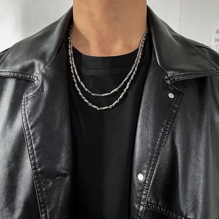 Fashion Stainless Steel Rhombus Chain Link Necklace Hip Hop Choker