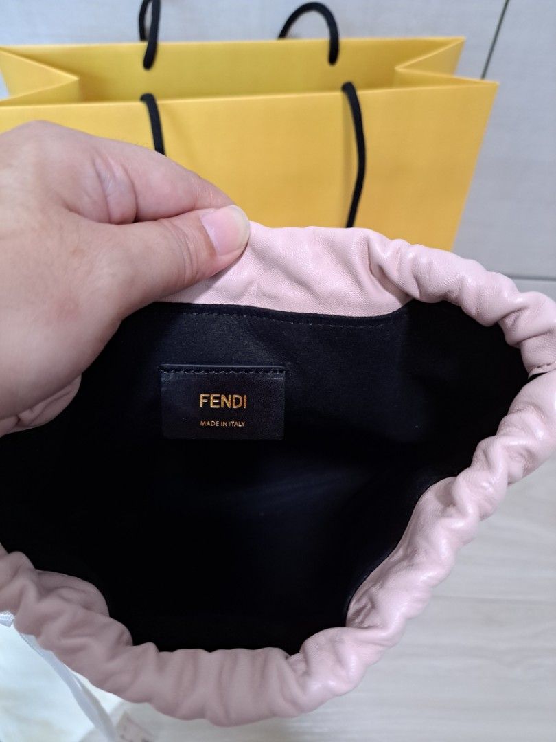 FENDI Nappa Bi-Color Mini Baguette Chain Rosa Quarzo Black 1172869