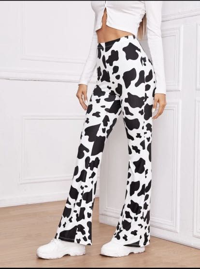 Flare pants - cow print on Carousell