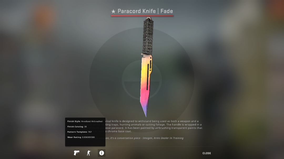 FN Paracord Knife Fade, Video Gaming, Gaming Accessories, InGame