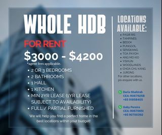For Rent: 3RM 4RM 5RM Hdb