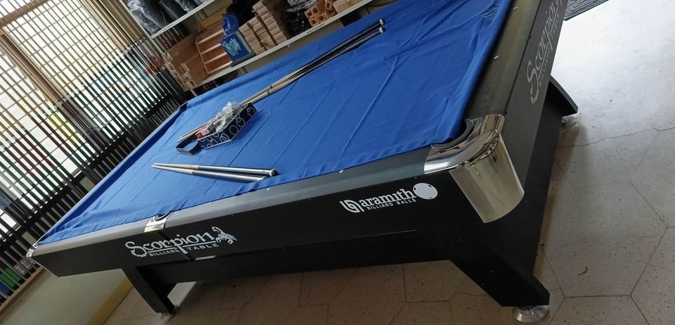 FOR SALE 5X9F SCORPION BILLIARD TABLE (Category: Billiards and Bowling) located in San Pablo. Submitted by abw4reyes (Listing ID 1238841724, Image 1). Description: FOR SALE 5X9F SCORPION BILLIARD TABLE SPECS: Size: Standard Size Material: MDF (Medium-Density Fiber) Flooring: Wood INCLUSIONS: * 2 pcs. Billiard Cue Stick * 1 set Taiwan Billiard Ball Set * 1 pc. Table Brush * 1 pc. Plastic Triangle Standard * 2 pcs. Cue Chalk FOR MORE INFORMATION ME