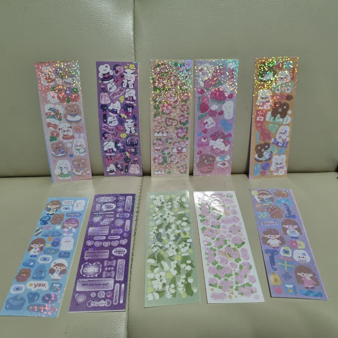 5, 10, 15, 20pcs Kawaii KOREAN Polco Deco Sticker Sheet Packs Toploader  Sets