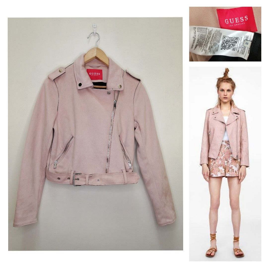 Guess pink hotsell leather jacket