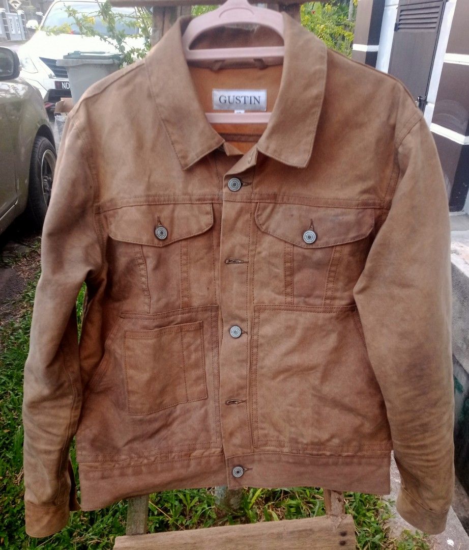 Gustin waxed trucker jacket sales