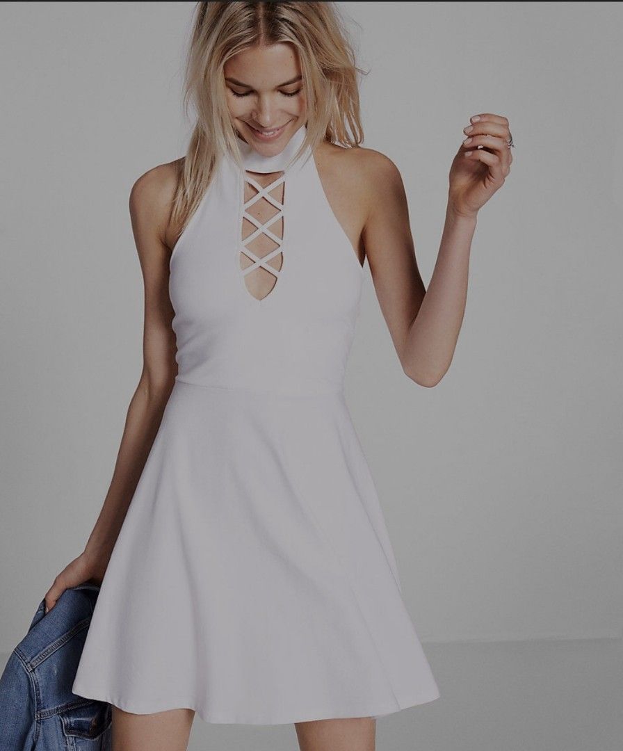Halter Skater Dress Size S M Women s Fashion Dresses Sets Dresses on Carousell