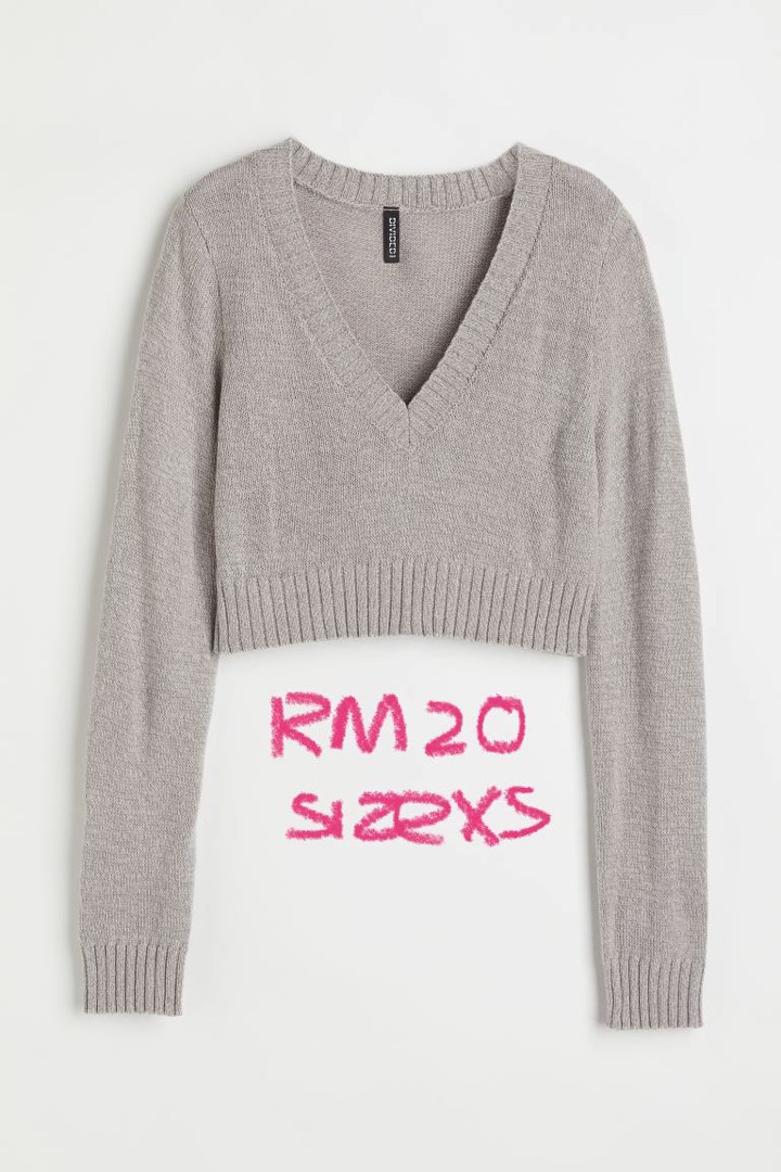 Hu0026M CROP SWEATER, Women's Fashion, Tops, Longsleeves on Carousell