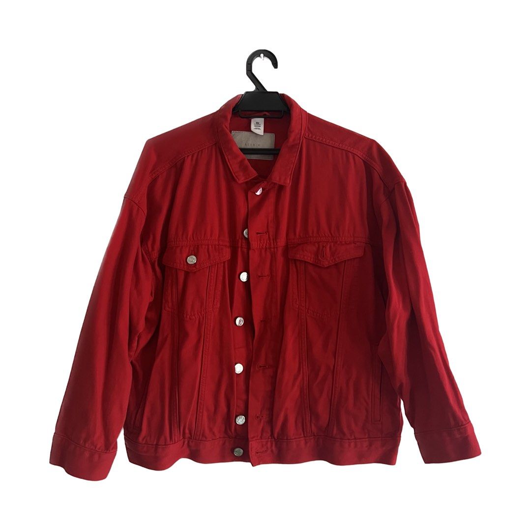 H M Denim Red Jacket