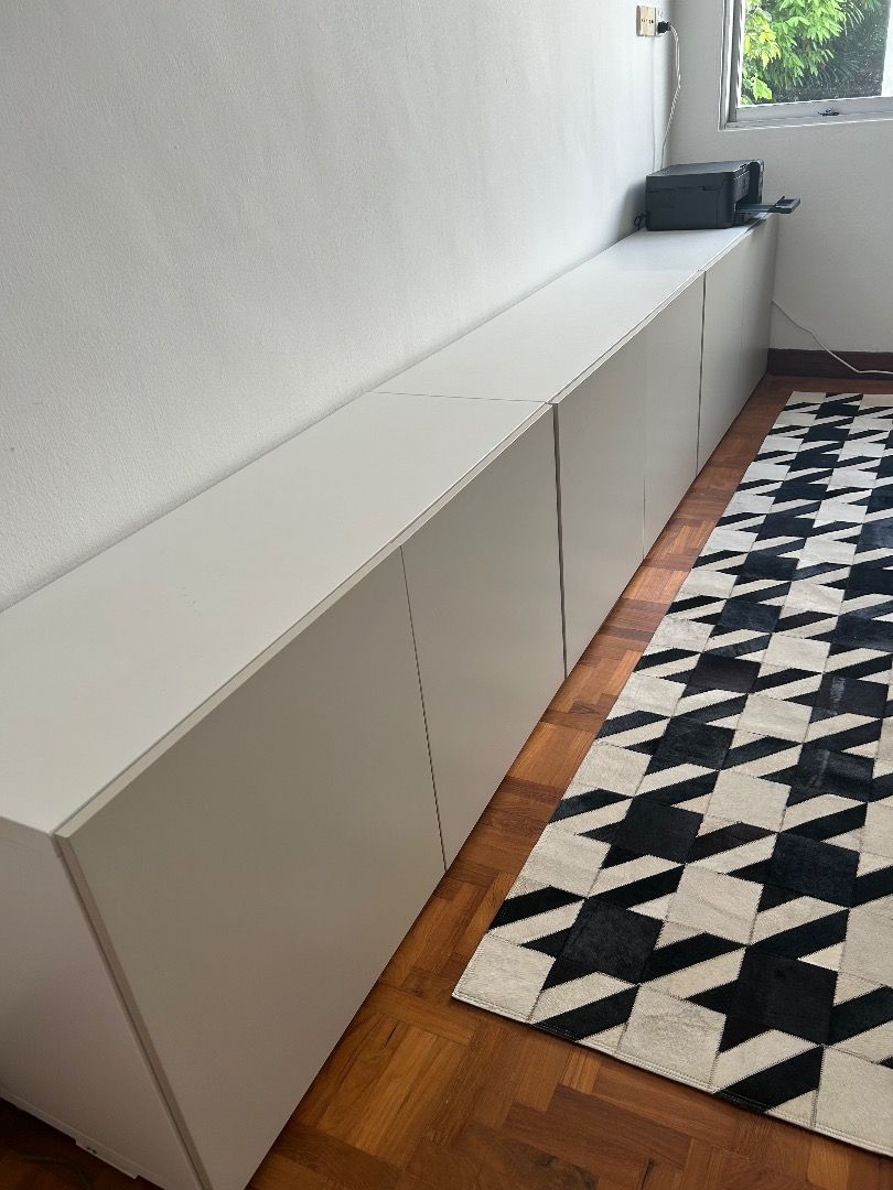 Ikea Besta Shelving Unit with 2 grey doors, Furniture & Home Living