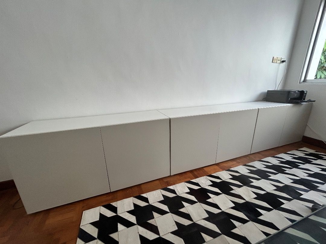 Ikea Besta Shelving Unit with 2 grey doors, Furniture & Home Living