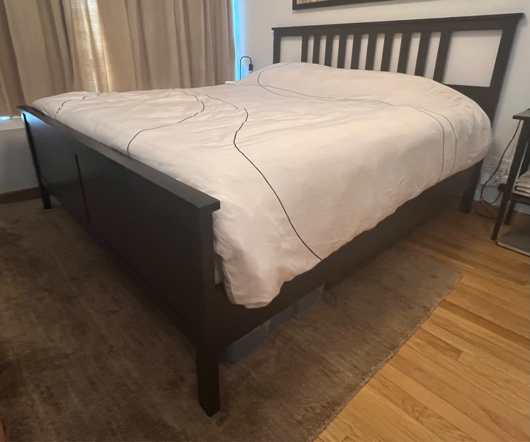 IKEA Hemnes dark bedframe KING Furniture Home Living Furniture