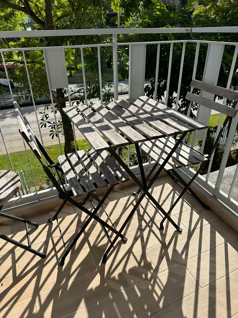 Ikea wooden outdoor set, Furniture & Home Living, Outdoor Furniture on