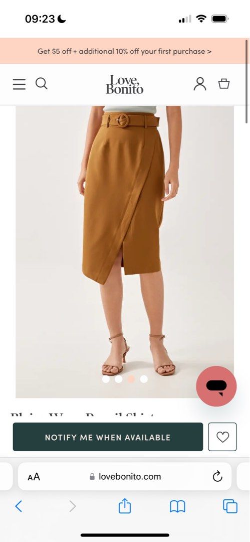 LB LOVE BONITO BLAIRE WRAP PENCIL SKIRT IN GOLDEN BROWN