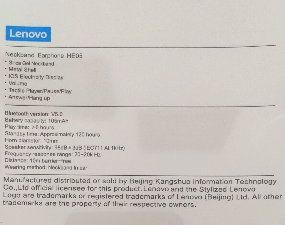 Lenovo he05 2025 specs