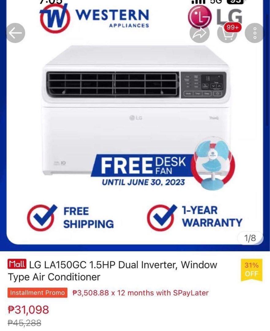 LG LA150GC 1.5HP Dual Inverter Window Type Air Conditioner, TV & Home