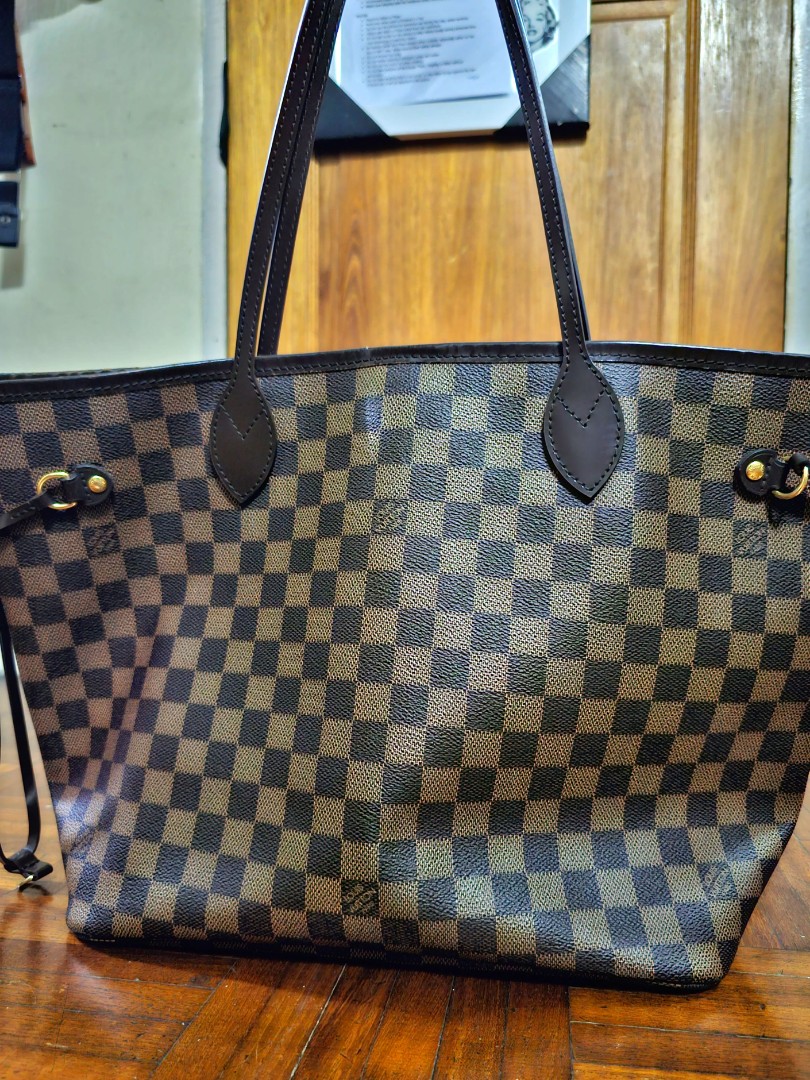 Replica Purse Tote Bag Inspired by LV Neverfull Bag Checkered Print, Pink  Stripe