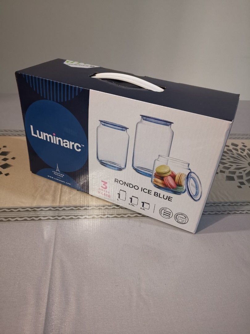 Luminarc 3 piece Jars, Furniture & Home Living, Kitchenware & Tableware