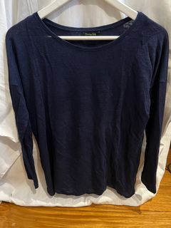 Massimo Dutti Cotton Longsleeves in Dark Blue Small