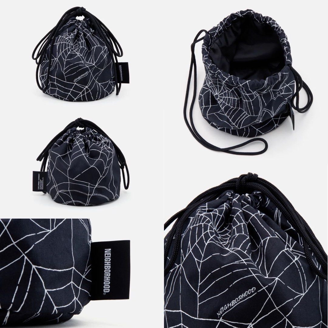 neighborhood SPIDERWEB DRAWSTRING BAG - ショルダーバッグ