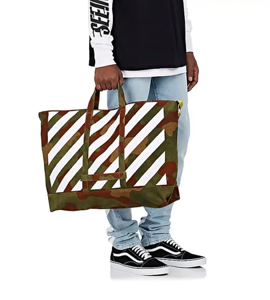 Off white camo tote bag on sale