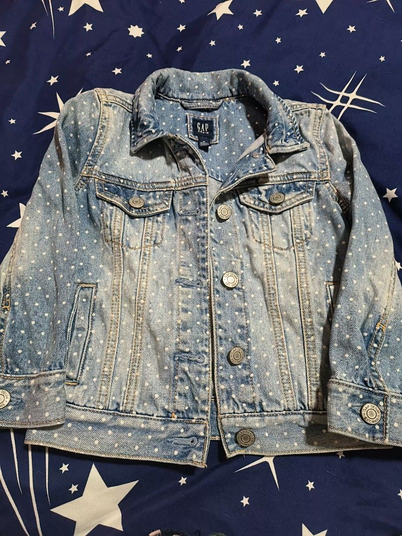Gap blue jeans leather new arrivals jacket