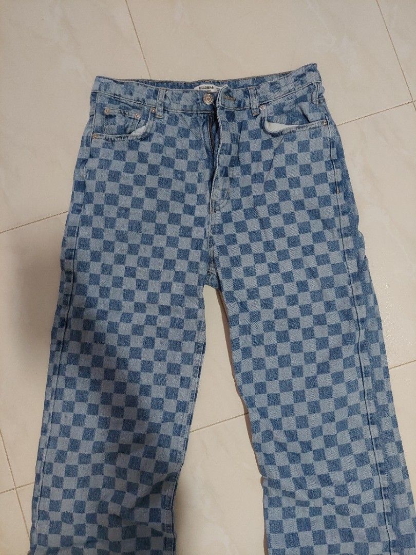 Checkered clearance blue jeans