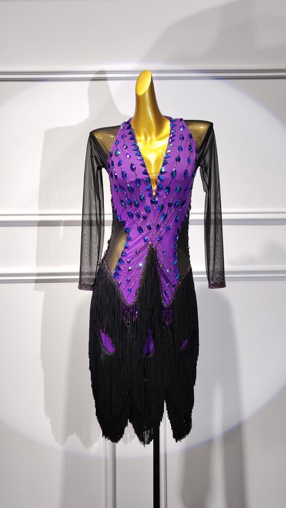 Purple and black outlet cocktail dress