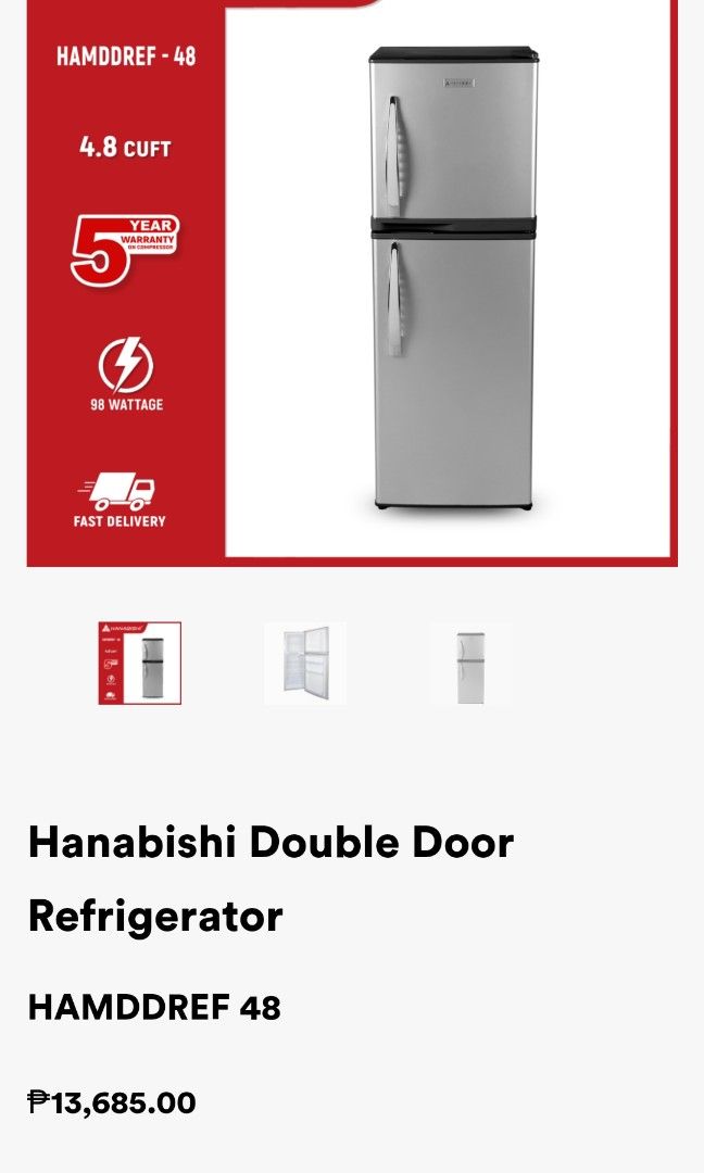 Ref refrigerator new Hanabishi, Furniture & Home Living, Bathroom