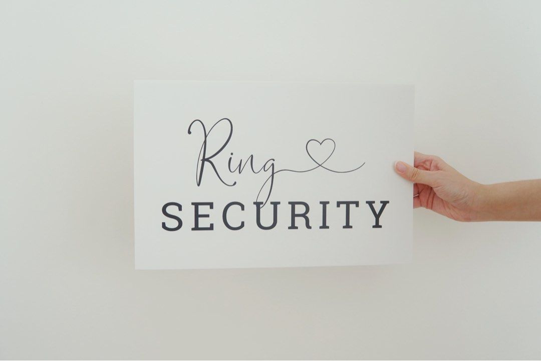 Ring security sign wedding store