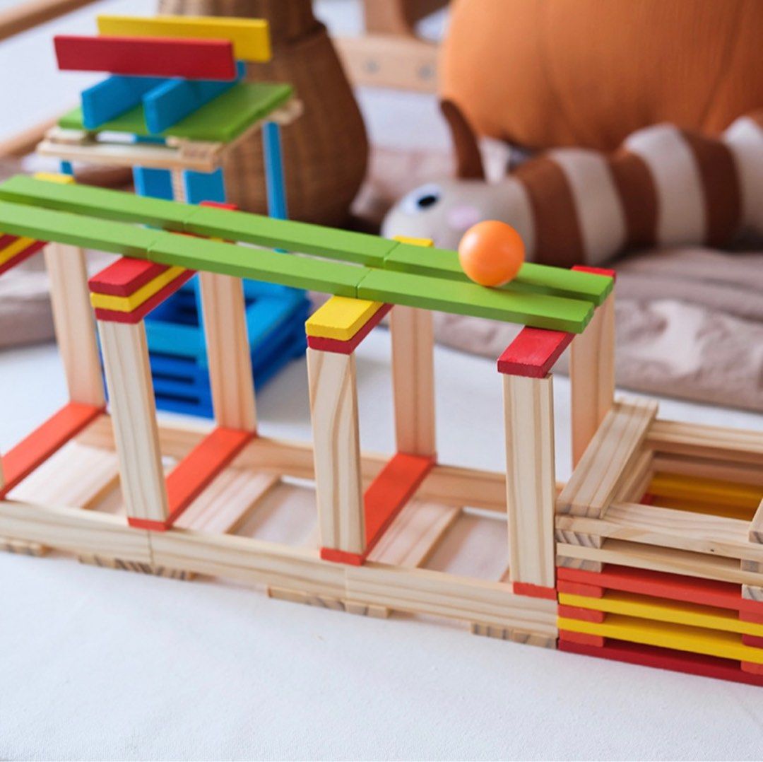 SG [Instocks] Wooden Building Planks Ball Set Kids Toys Pretend Play ...