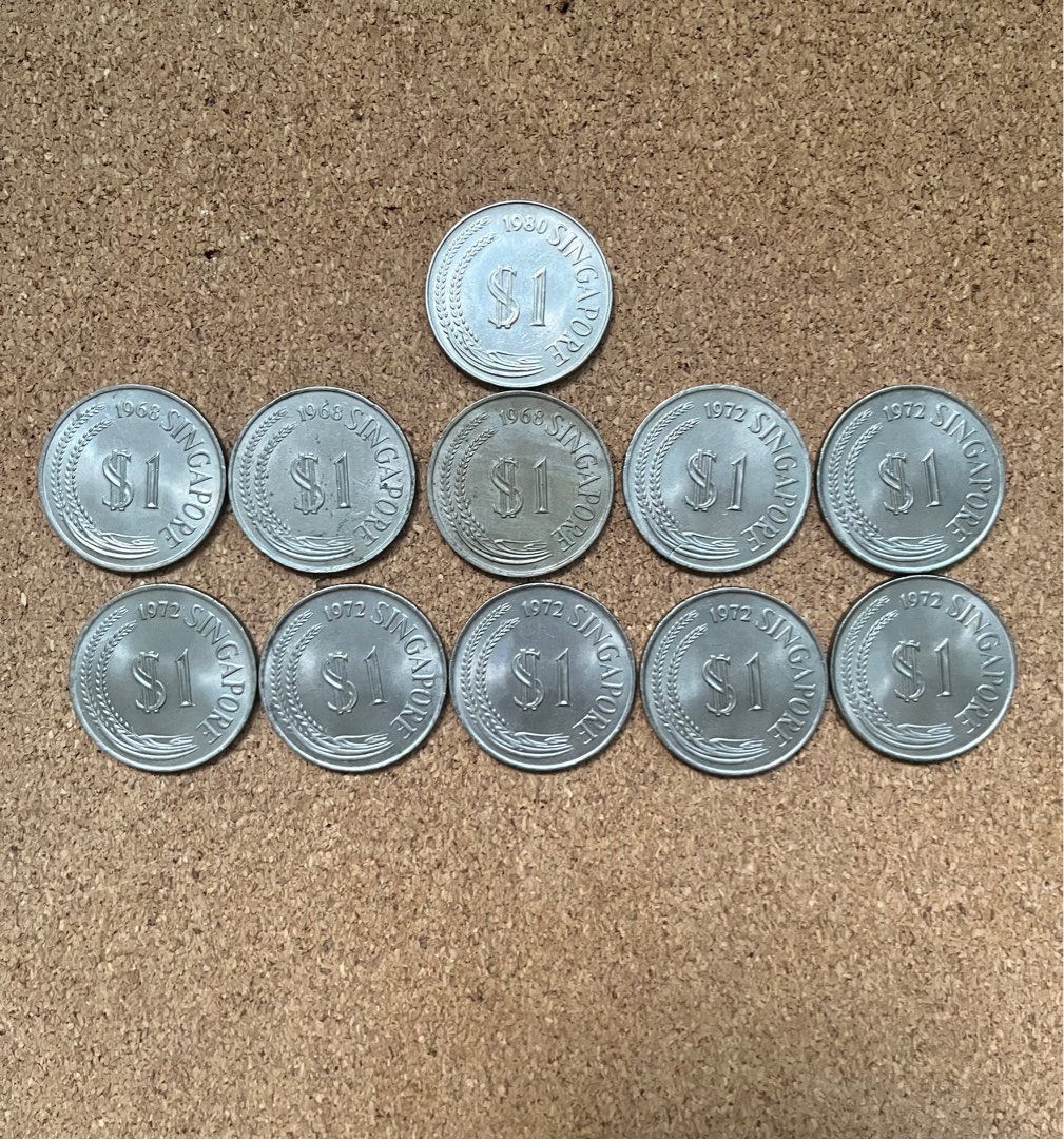 Singapore 1st Series Lion $1 Dollar Circulated Coins 1968/1972/1980 ...