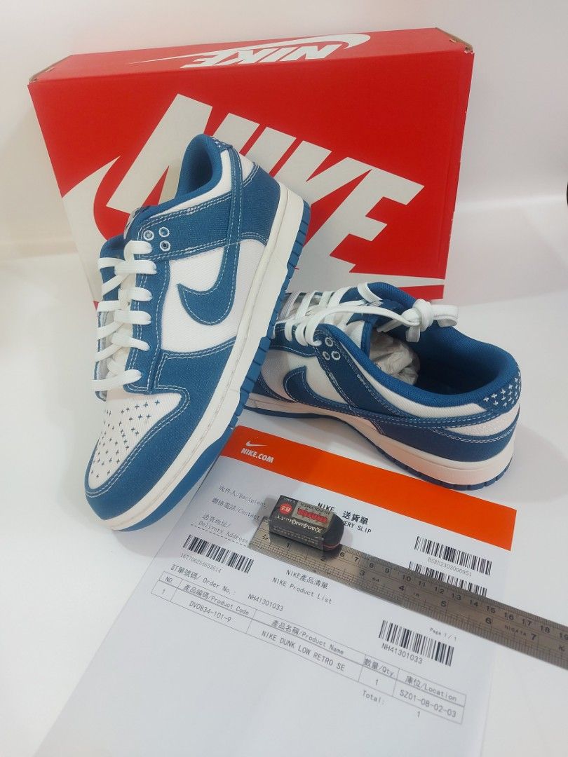 US 9 Nike Dunk Low Retro SE Industrial Blue Sashiko DV0834101, 男