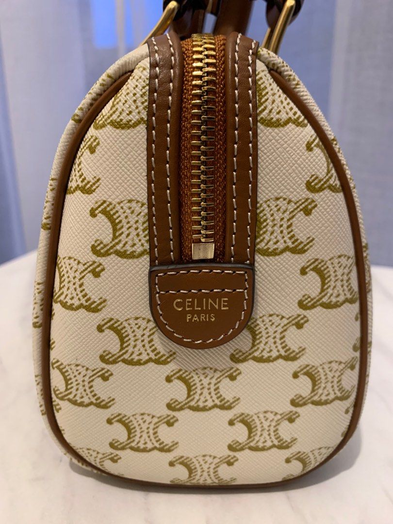 CELINE Triomphe Canvas Small boston in triomphe canvas and calfskin  (197582CAS.04LU)